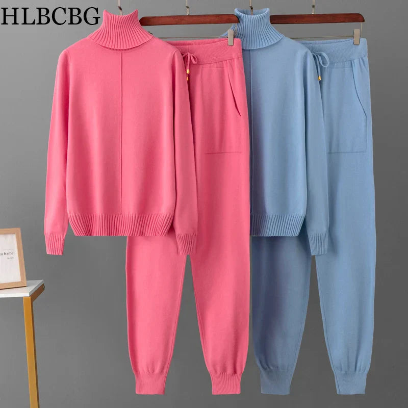 2023 New 2 Pieces Set Women Knitted Tracksuit