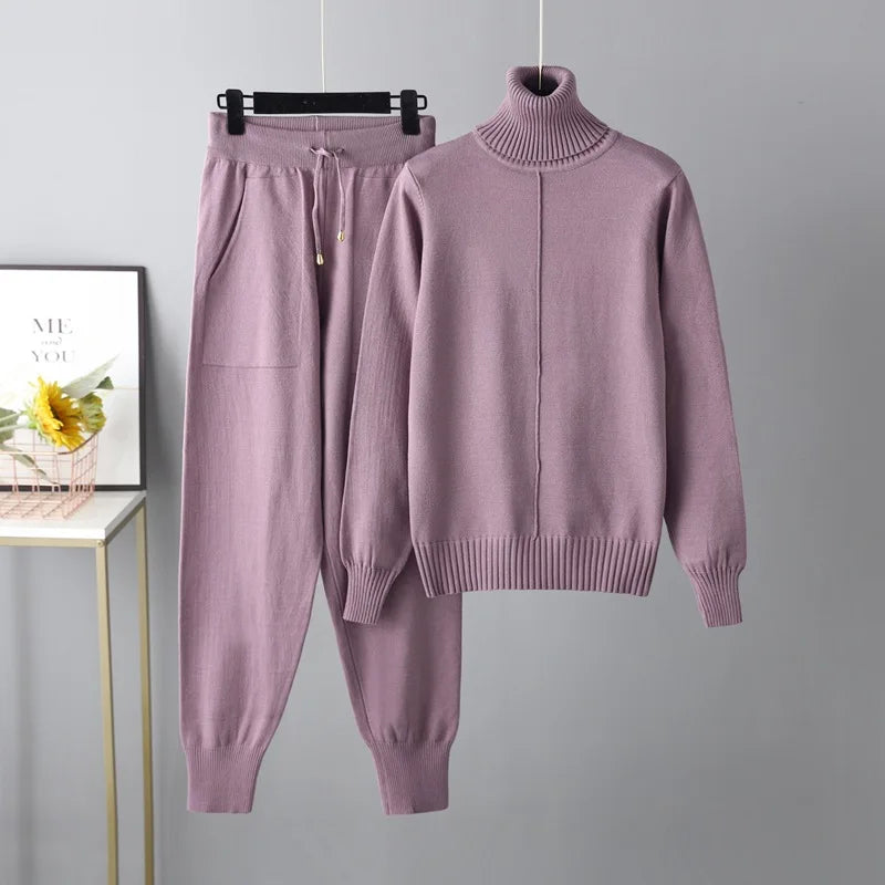 2023 New 2 Pieces Set Women Knitted Tracksuit