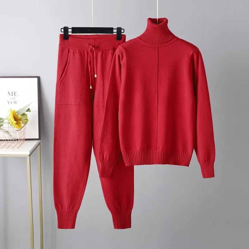 2023 New 2 Pieces Set Women Knitted Tracksuit