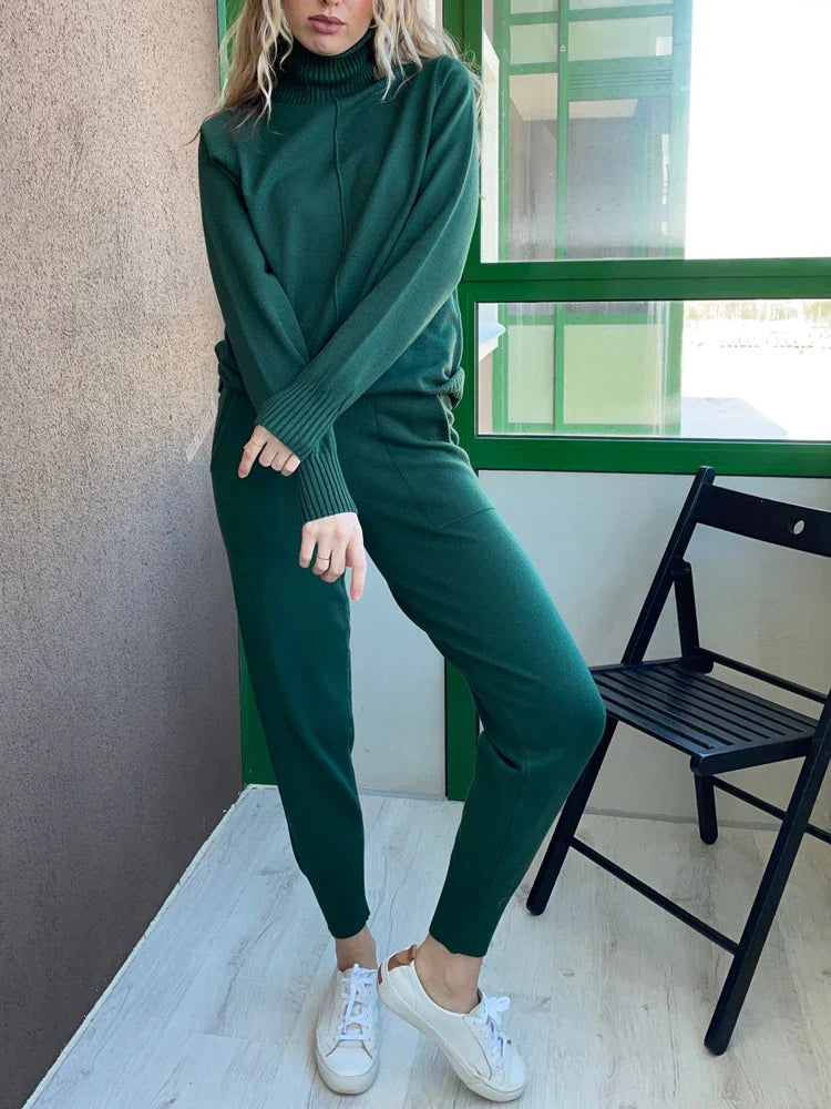 2023 New 2 Pieces Set Women Knitted Tracksuit