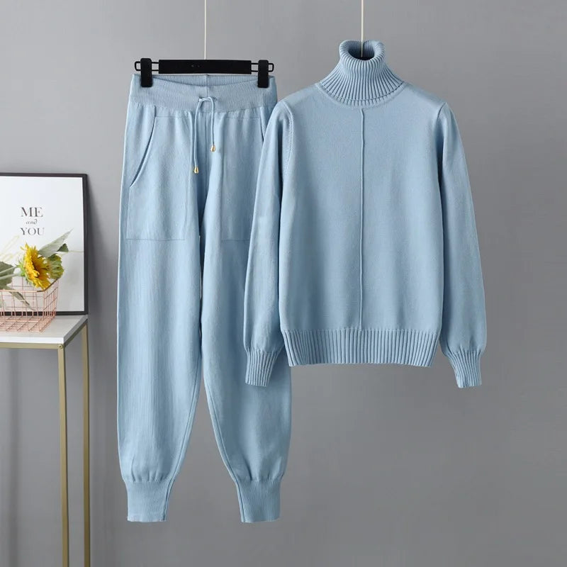 2023 New 2 Pieces Set Women Knitted Tracksuit