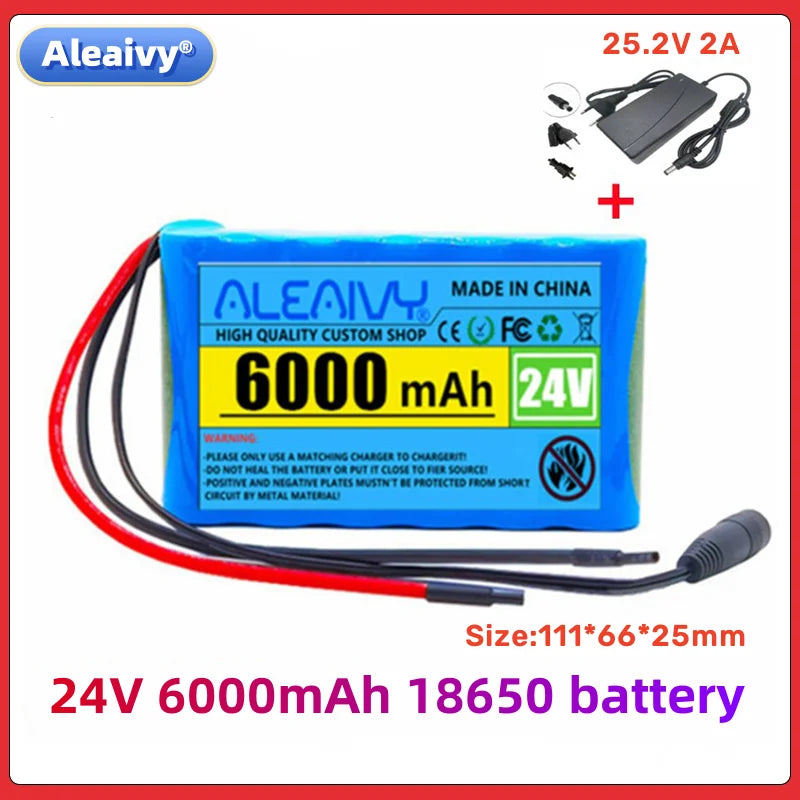2023 New 24V 6Ah 25.2V 6S1P 18650 Li-Ion