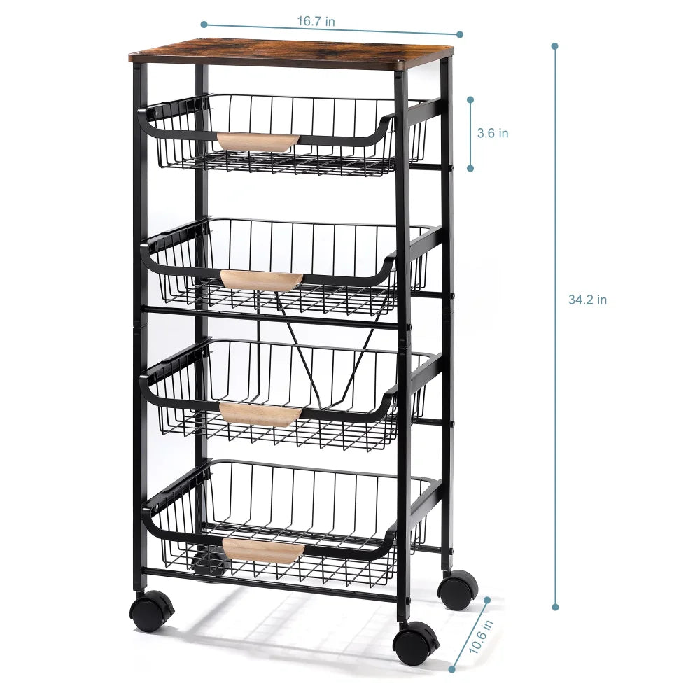 2023 New 5 Tier Rolling Utility Cart Fruit