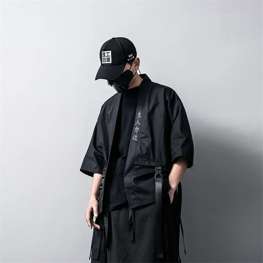 2023 New Japanese Traditional Black Kimono Cardigan Diablo