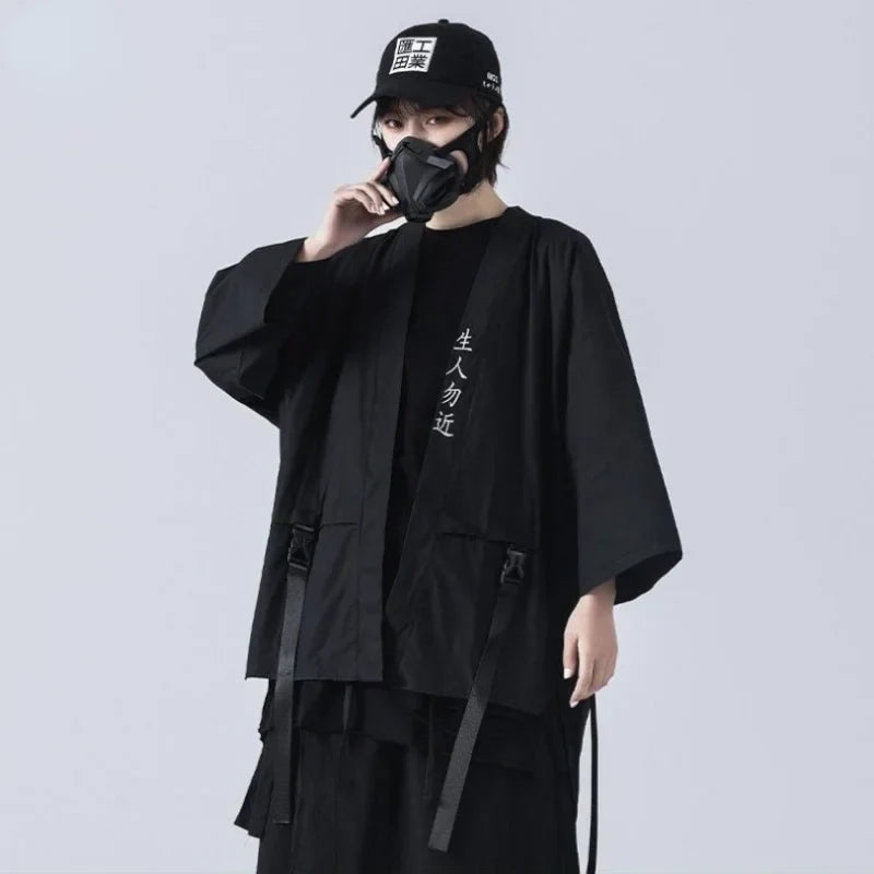 2023 New Japanese Traditional Black Kimono Cardigan Diablo