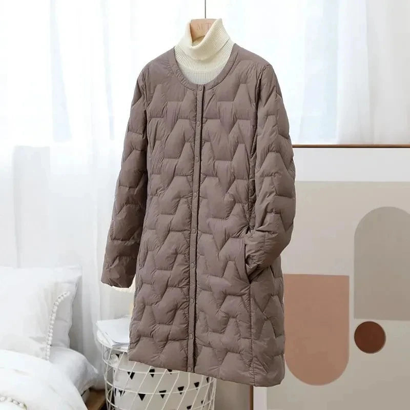 2023 New Mid-Length Puffer Coats Women's Round Neck