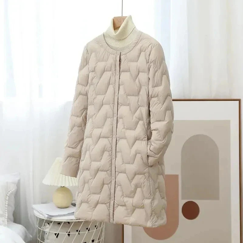 2023 New Mid-Length Puffer Coats Women's Round Neck