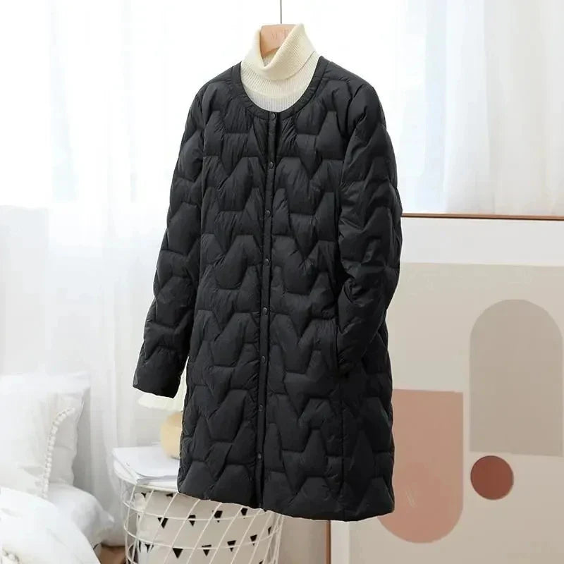 2023 New Mid-Length Puffer Coats Women's Round Neck