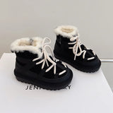 2023 New Winter Children Snow Boots Genuine Leather