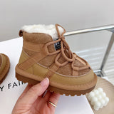 2023 New Winter Children Snow Boots Genuine Leather