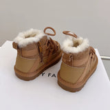 2023 New Winter Children Snow Boots Genuine Leather