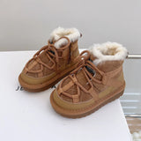 2023 New Winter Children Snow Boots Genuine Leather