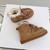 2023 New Winter Children Snow Boots Genuine Leather