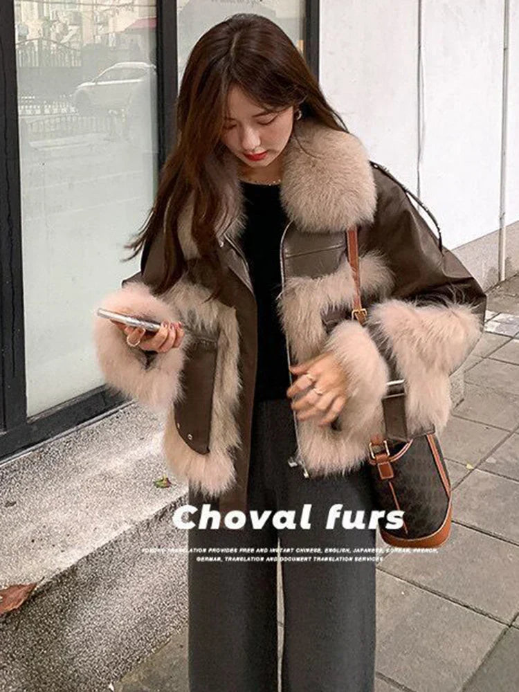 2023 New Winter Lamb Fur Sheepskin Patchwork Coat