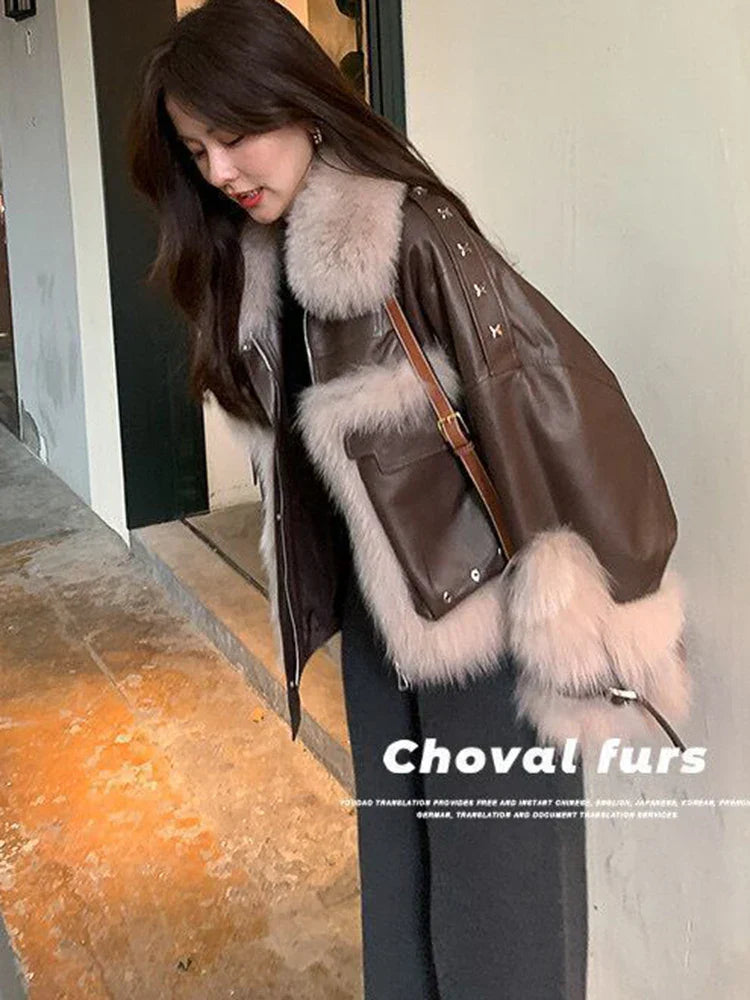 2023 New Winter Lamb Fur Sheepskin Patchwork Coat