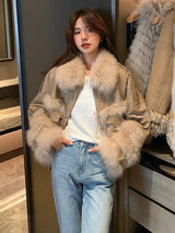 2023 New Winter Lamb Fur Sheepskin Patchwork Coat