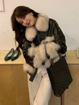 2023 New Winter Lamb Fur Sheepskin Patchwork Coat