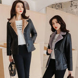 2023 New Winter PU Leather Jacket Short Blazers