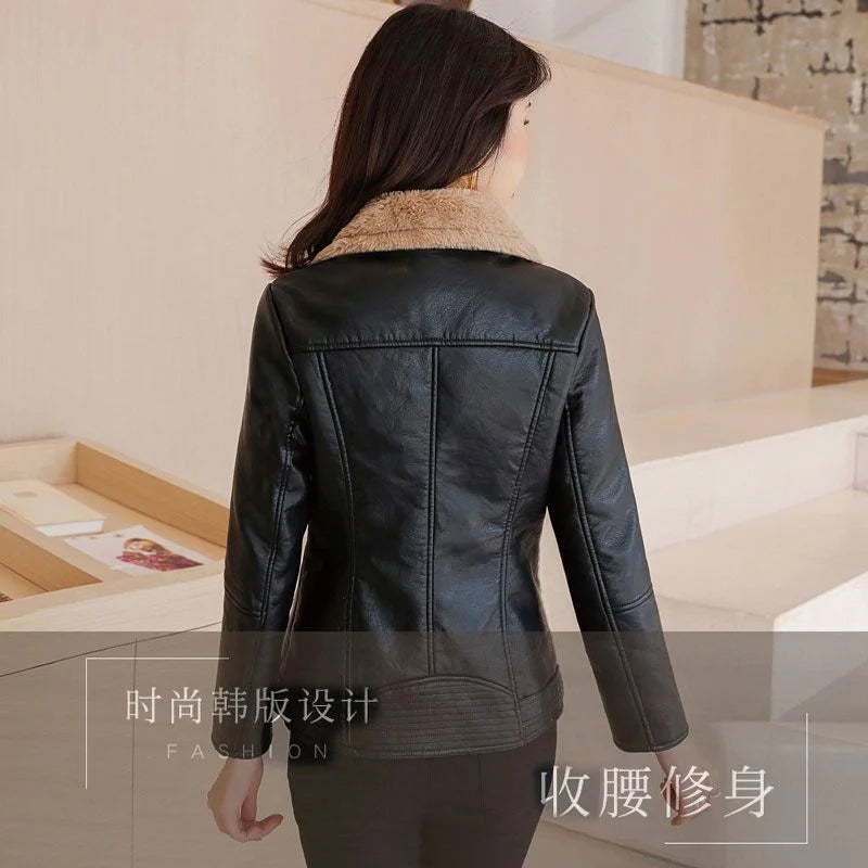 2023 New Winter PU Leather Jacket Short Blazers