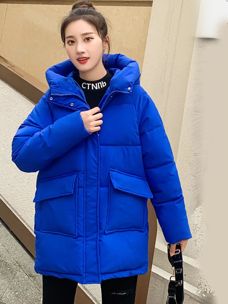 2023 New Winter Women Mid-long Parkas Jackets Casual