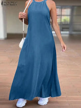 2023 PLUS SIZE ZANZEA Fashion Denim Long Dress