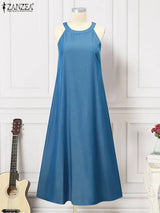 2023 PLUS SIZE ZANZEA Fashion Denim Long Dress