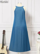 2023 PLUS SIZE ZANZEA Fashion Denim Long Dress