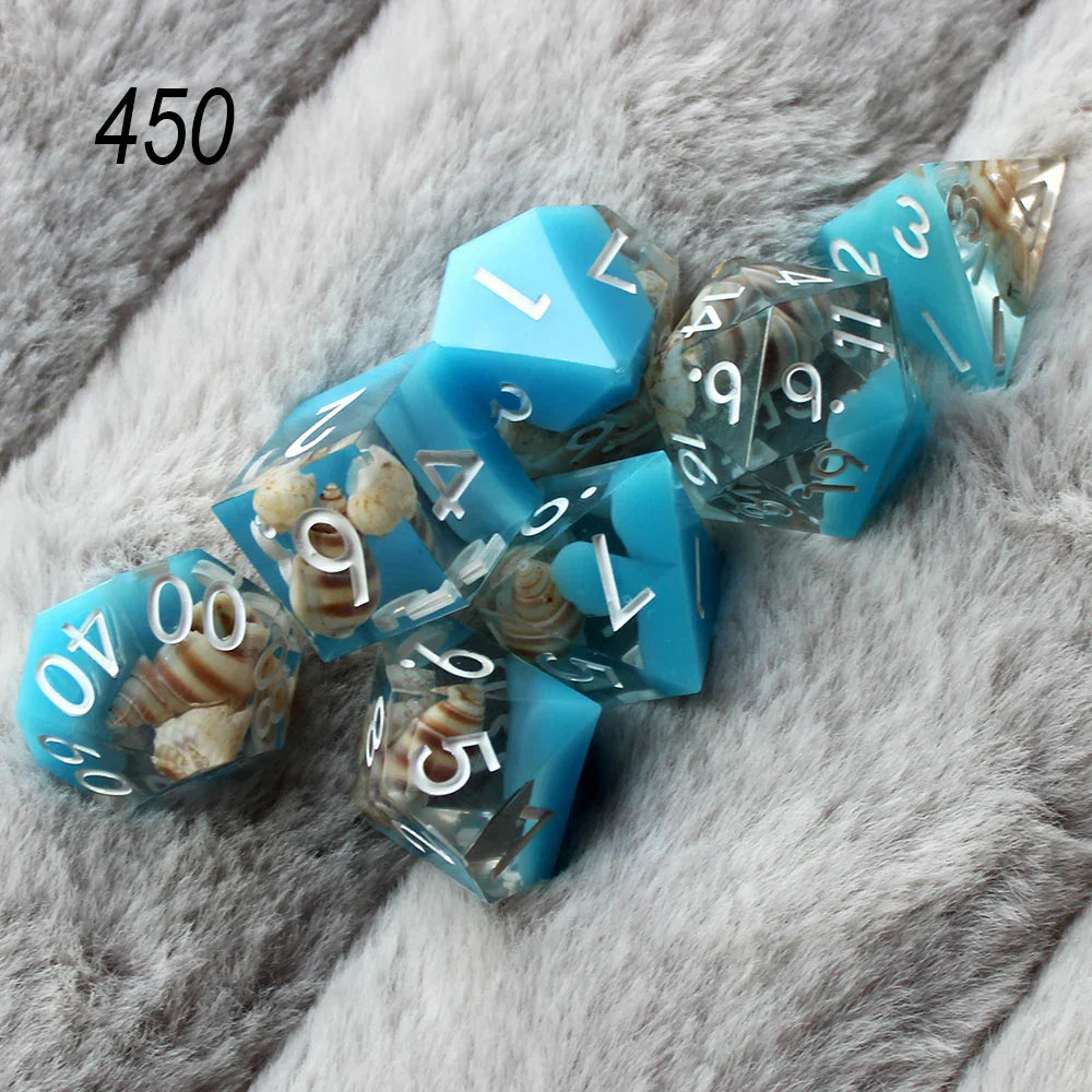 2023 Resin Dice 7PCs Dnd Set Solid Polyhedral