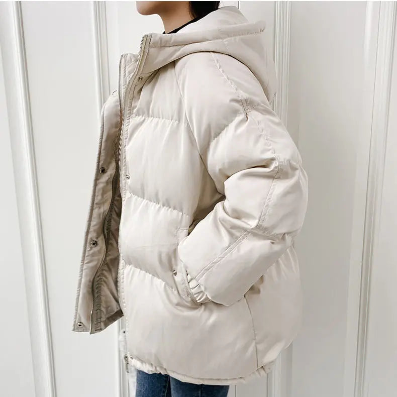 2023 Women Short Jacket Winter Thick Hooded Cotton