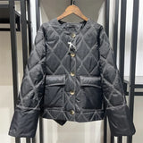 2024 Autumn/winter Nordic Ruffled Quilting Short Type Parkas