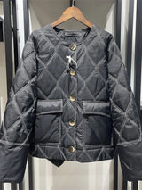 2024 Autumn/winter Nordic Ruffled Quilting Short Type Parkas