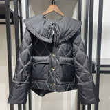 2024 Autumn/winter Nordic Ruffled Quilting Short Type Parkas