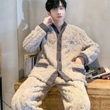 2024 Men's Warm Pajama Sets Autumn Winter Thick