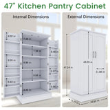 2024 47" White Kitchen Pantry Cabinet