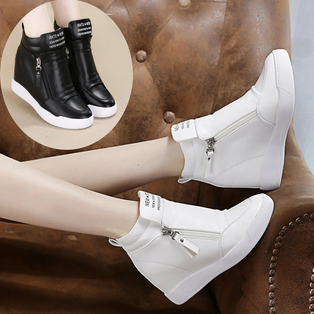 2024 Women's High Top Hidden Heel Sneakers