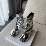 2024 New Silver Tabi Boots Split Toe Chunky
