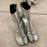 2024 New Silver Tabi Boots Split Toe Chunky