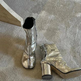 2024 New Silver Tabi Boots Split Toe Chunky