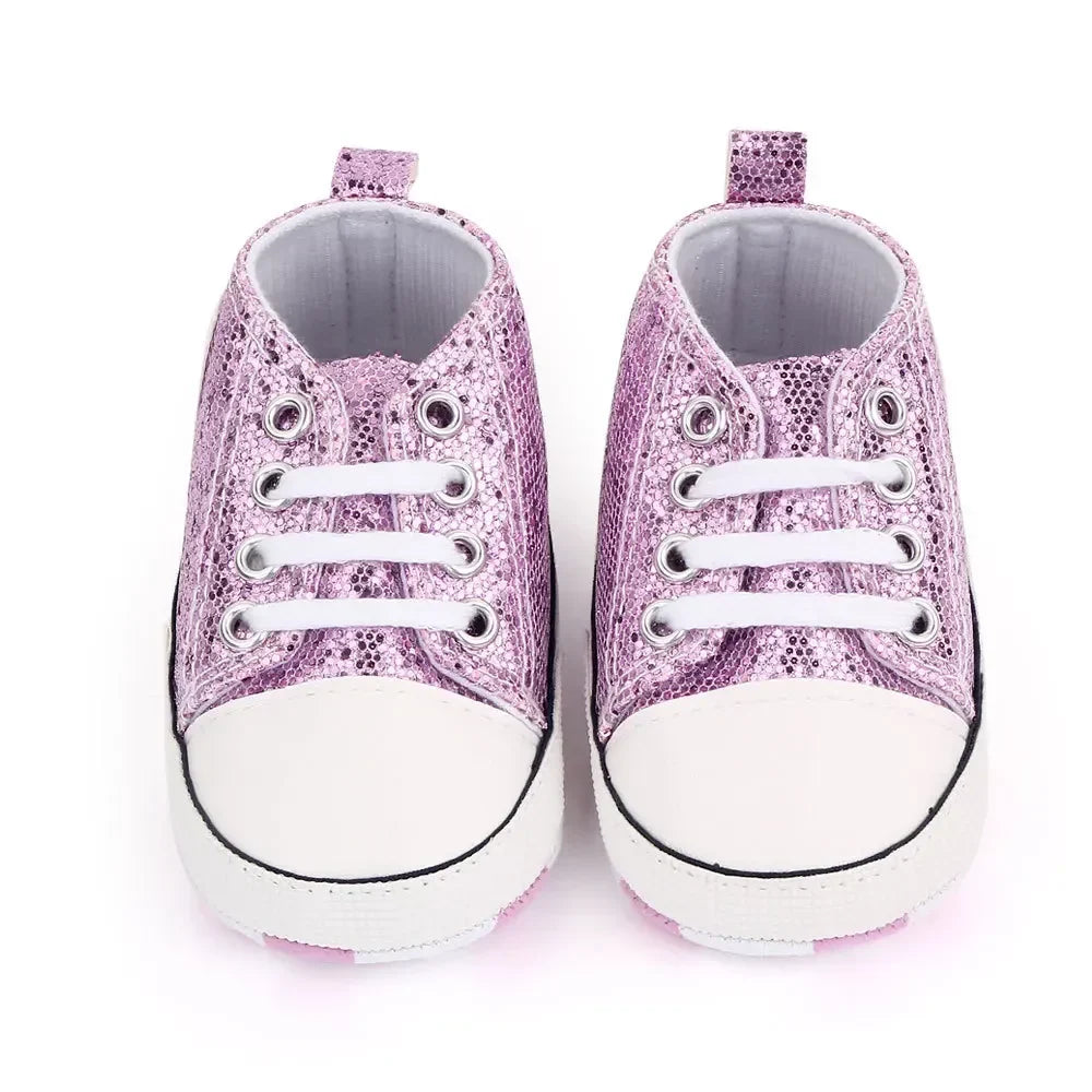 2024 Newborn Sequined Canvas Baby Sneakers Casual Baby