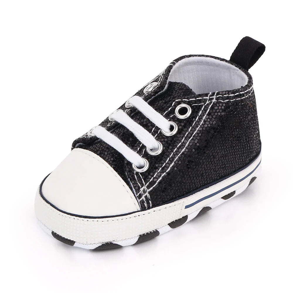 2024 Newborn Sequined Canvas Baby Sneakers Casual Baby