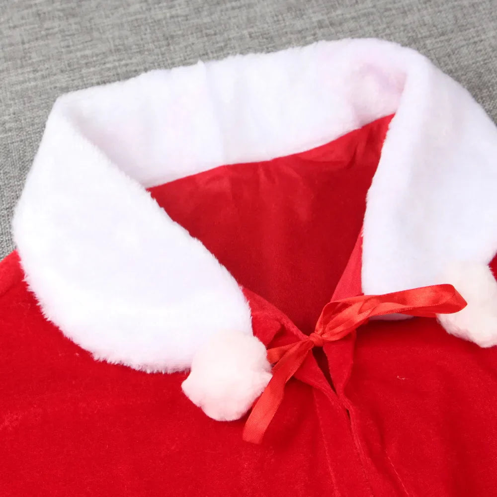 2024 Winter Red Velvet Cape Cloak Christmas Women