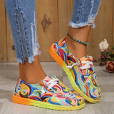 "2024 Women's Rainbow Canvas Lace-Up Sneakers"