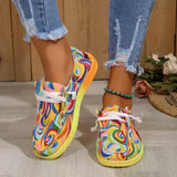 "2024 Women's Rainbow Canvas Lace-Up Sneakers"