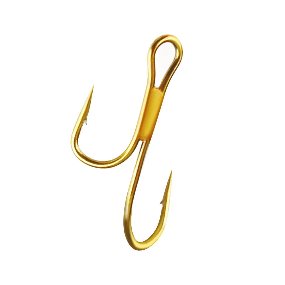 20pcs Double Fishing Hook High Carbon Steel Golden