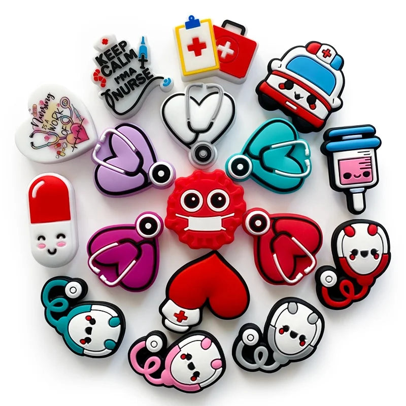 20pcs Silicone Focal Beads Healthcare Theme BPA Free