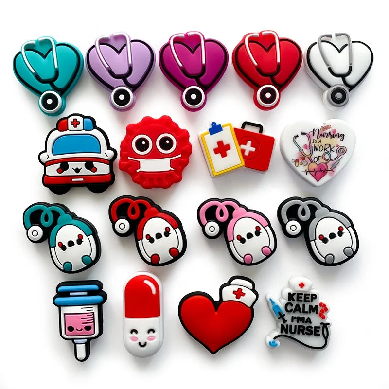 20pcs Silicone Focal Beads Healthcare Theme BPA Free