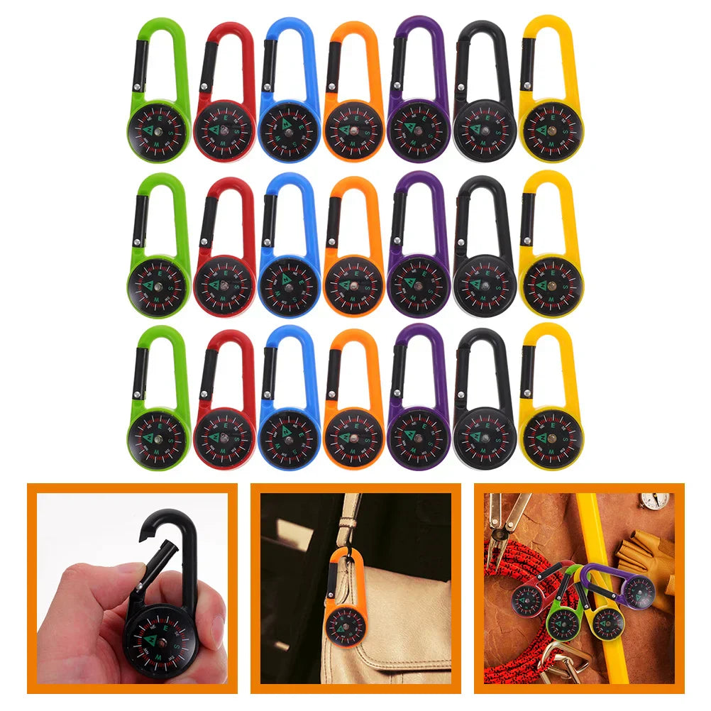 21 Pcs Compass Buckle Hiking Accessories Key Chain