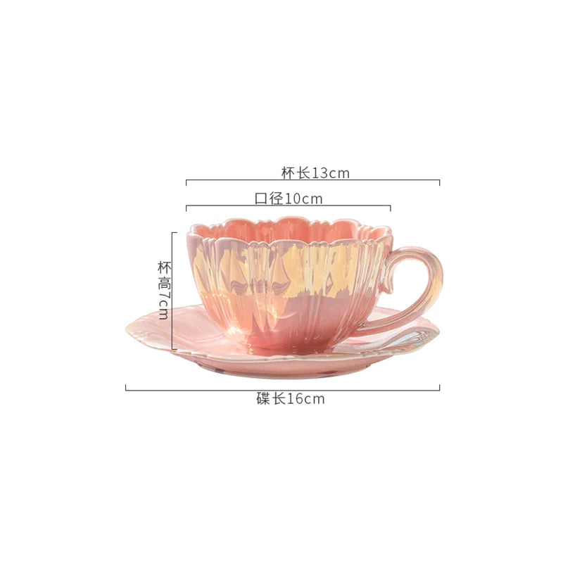 240ml Petal Ceramic Cup Coffee Cup and Saucer