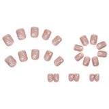 24pcs Gradient False Nails Cute Star Printed Design