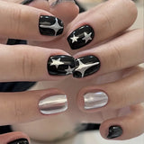 24pcs Gradient False Nails Cute Star Printed Design